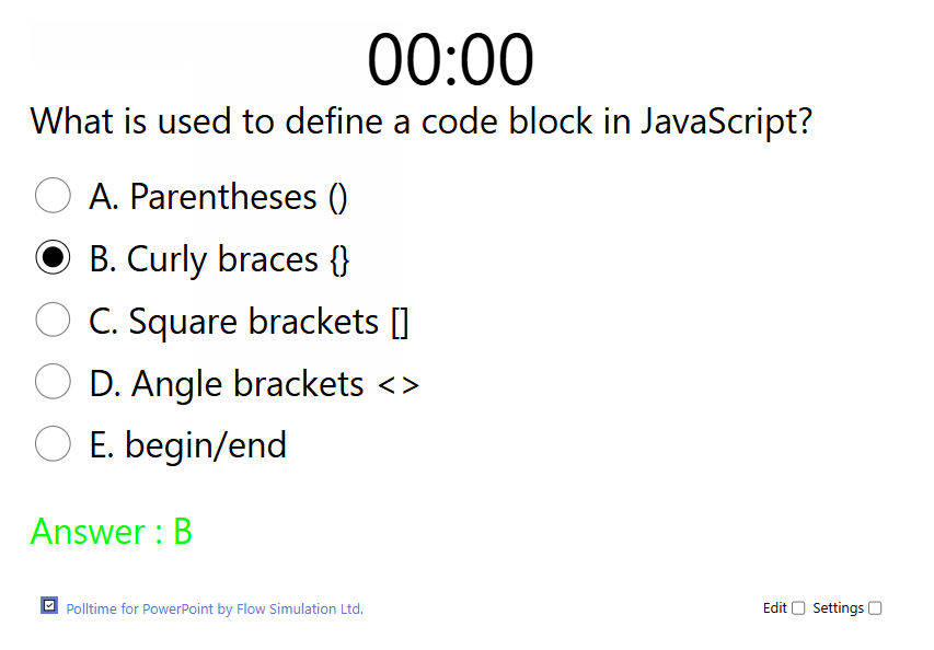 Screenshot of Polltime PowerPoint add-in